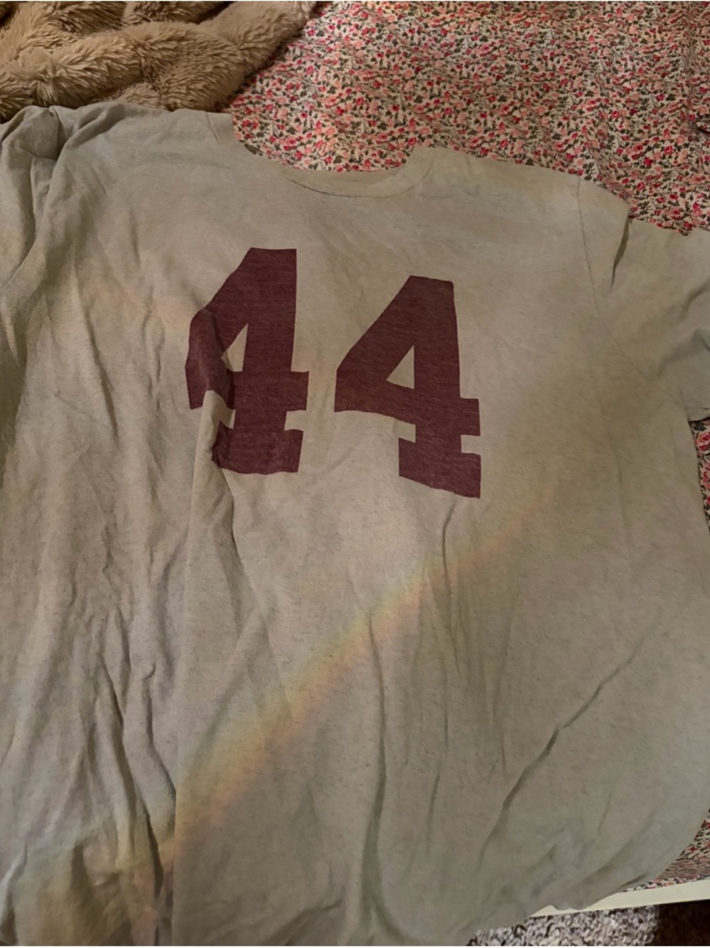 Vintage Style Number 44 Tee in Olive with Burgundy Print